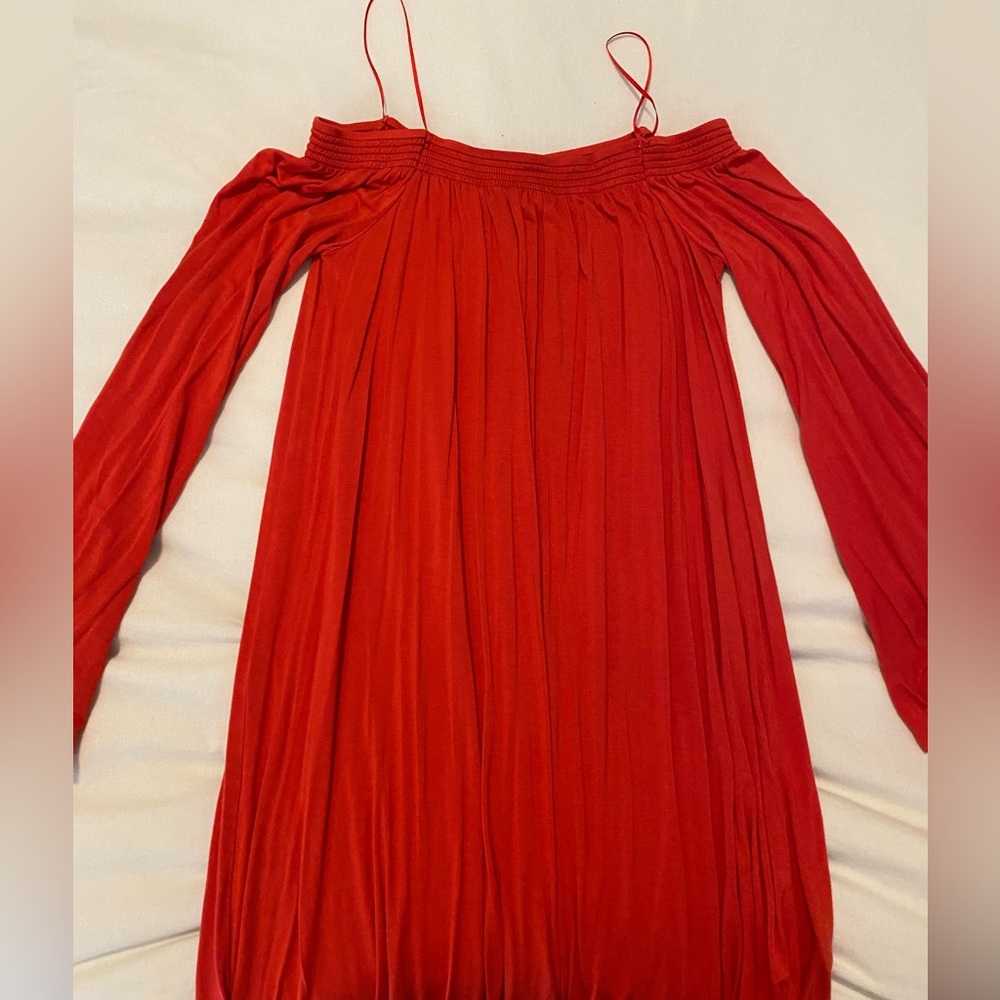 Red medium off the shoulder long sleeve dress